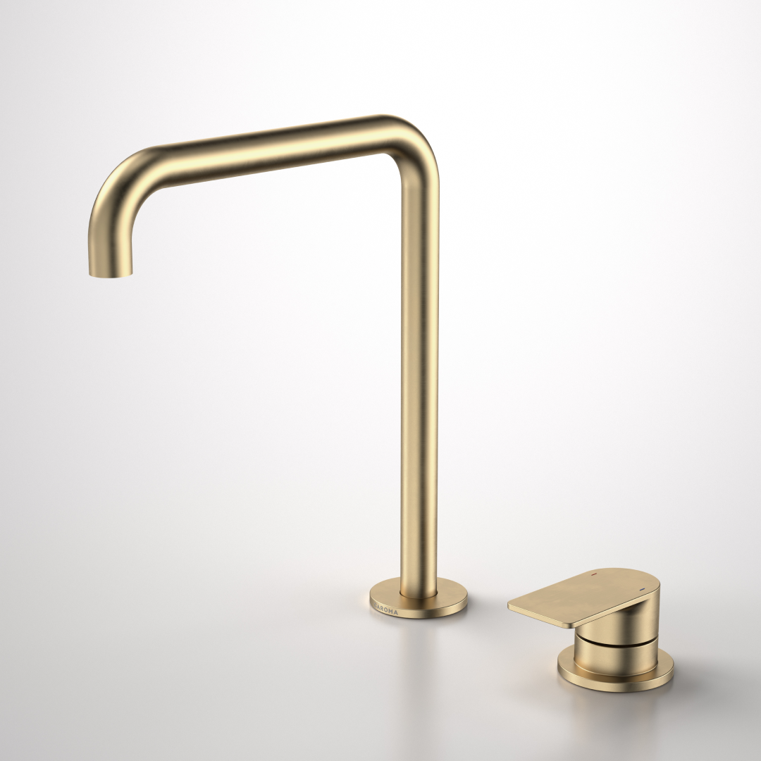 Caroma Urbane II Hob Basin Mixer Set 210mm - Brushed Brass - 99689BB65A