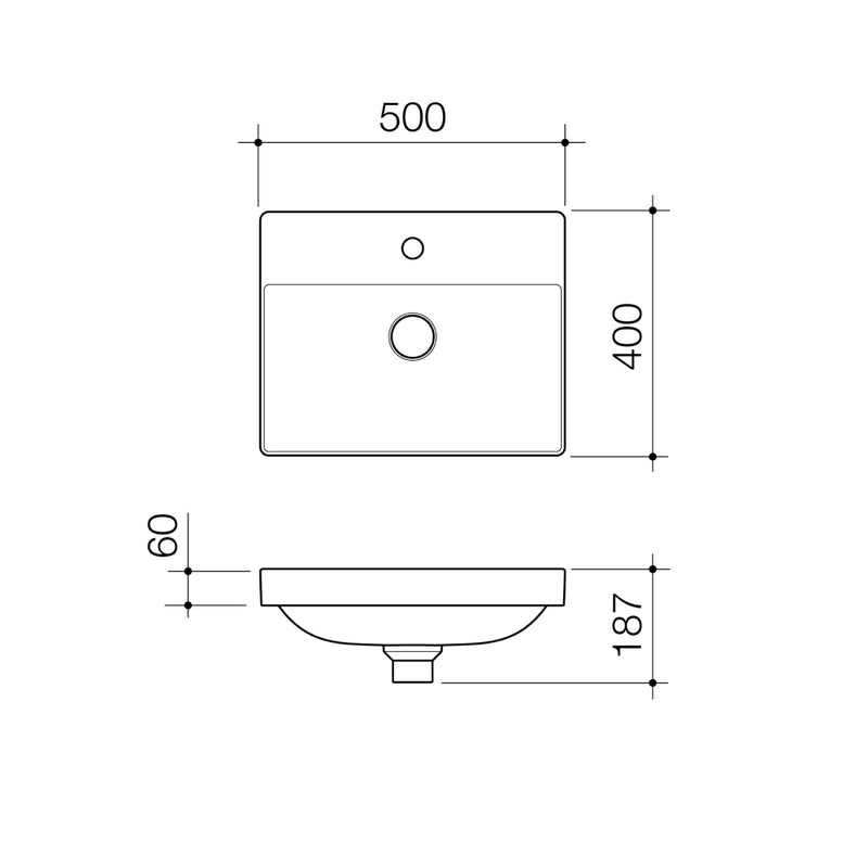 Caroma Urbane II Inset Basin w/Tap Landing - One Taphole
