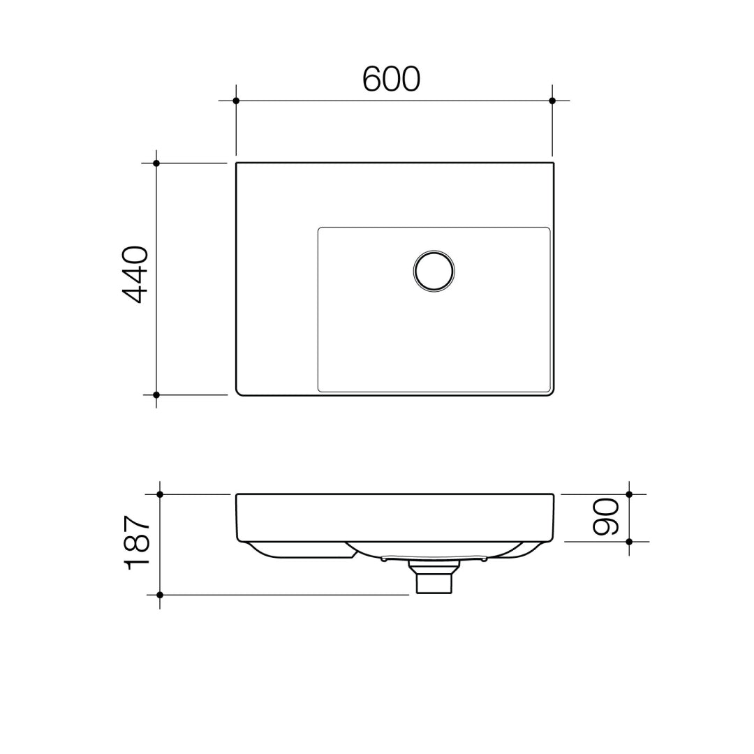 Caroma Urbane II Left Hand Wall Hung Basin - No Taphole - 878800W
