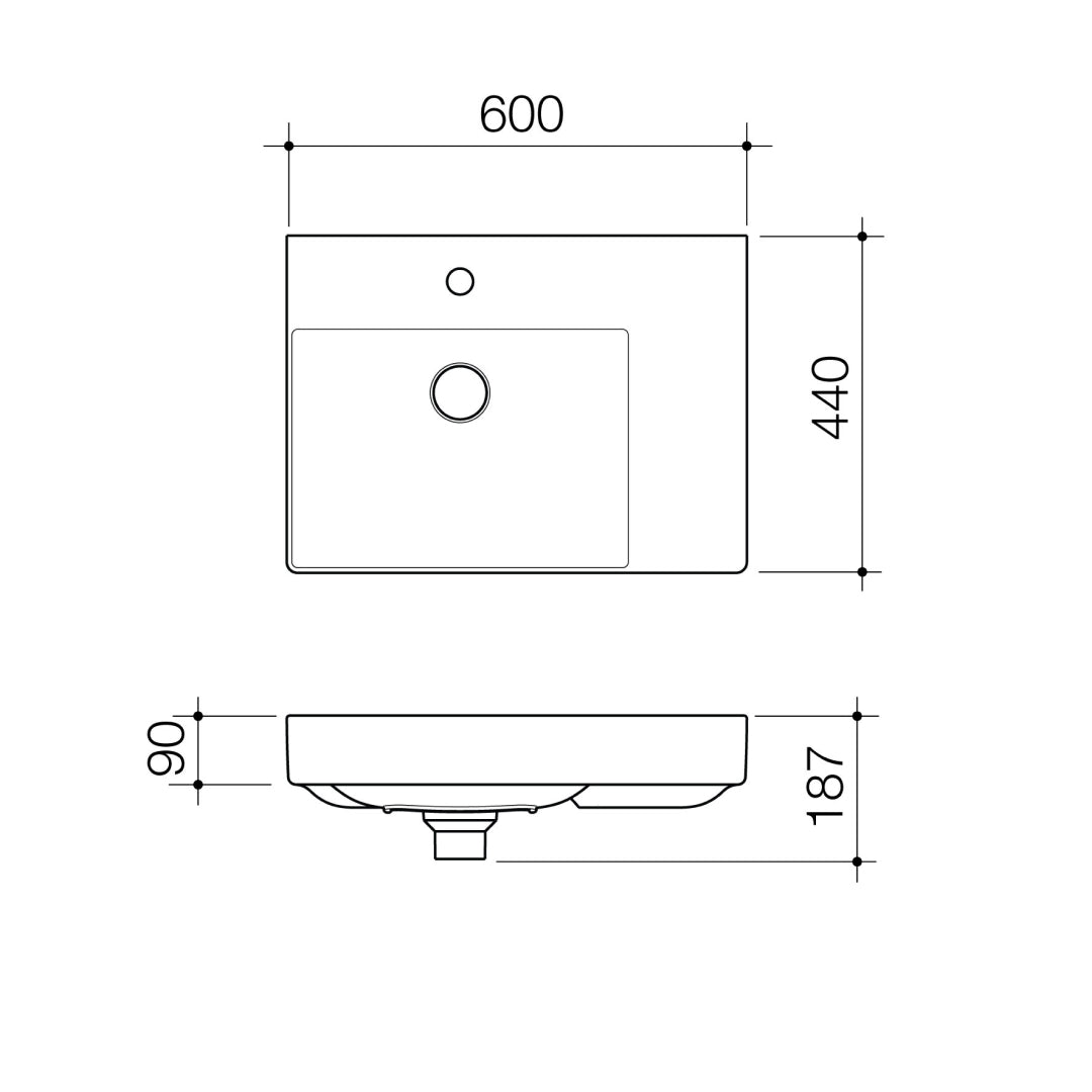 Caroma Urbane II Right Hand Wall Hung Basin - One Taphole - 878710W