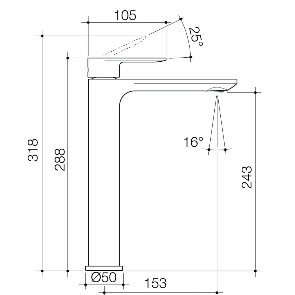 Caroma Urbane II Tower Basin Mixer - LF Chrome - 98609C6AF