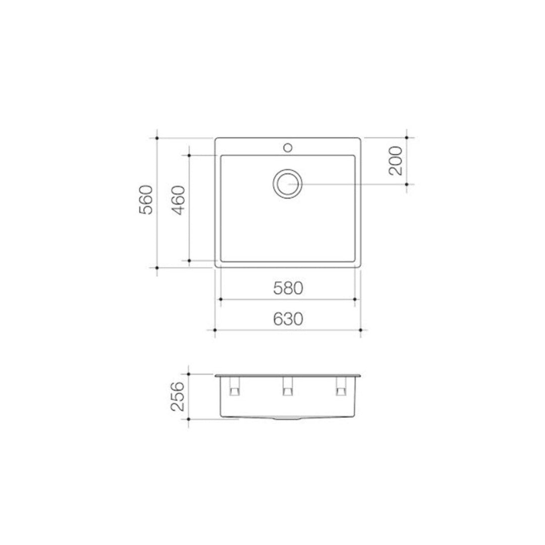 Caroma Compass 70L Flushline Laundry Tub - 1TH - CO9900.1