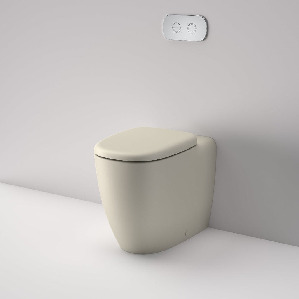 Caroma Contura II Cleanflush® Invisi Series II® Wall Faced Suite - Clay - Brushed Brass Flush Plate - 848901CL + 848810BB