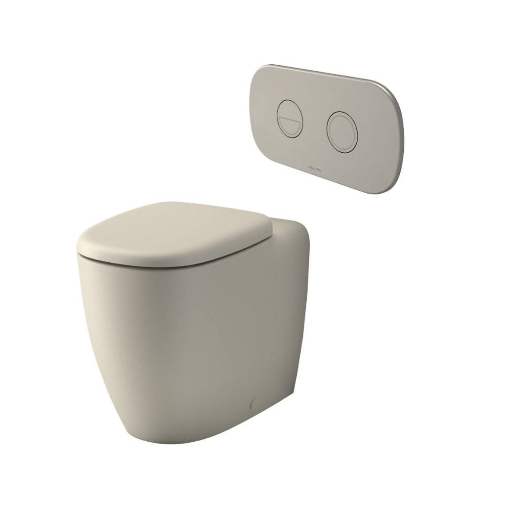 Caroma Contura II Cleanflush® Invisi Series II® Wall Faced Suite - Clay - Brushed Nickel Flush Plate - 848901CL + 848810BN