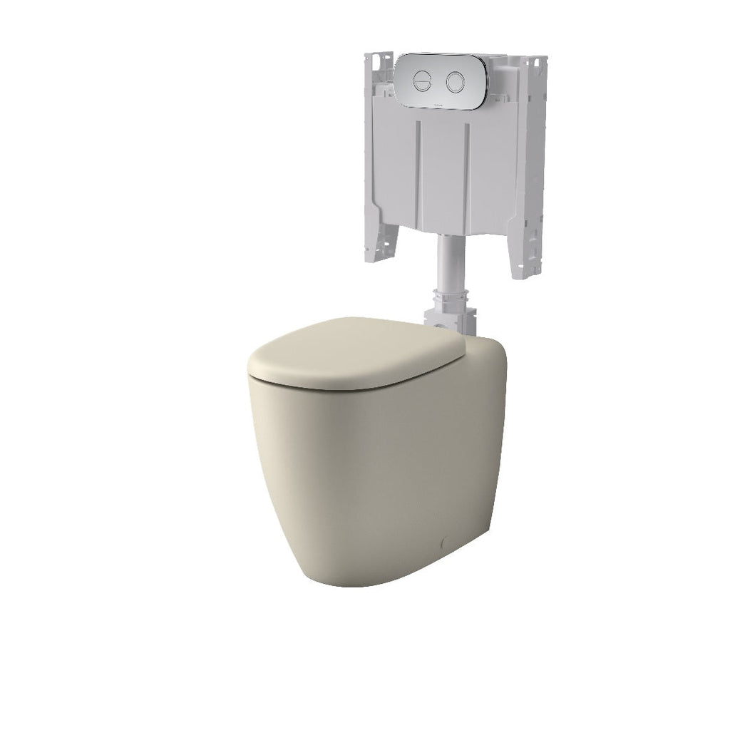 Caroma Contura II Cleanflush® Invisi Series II® Wall Faced Suite - Clay - Brushed Brass Flush Plate - 848901CL + 848810BB