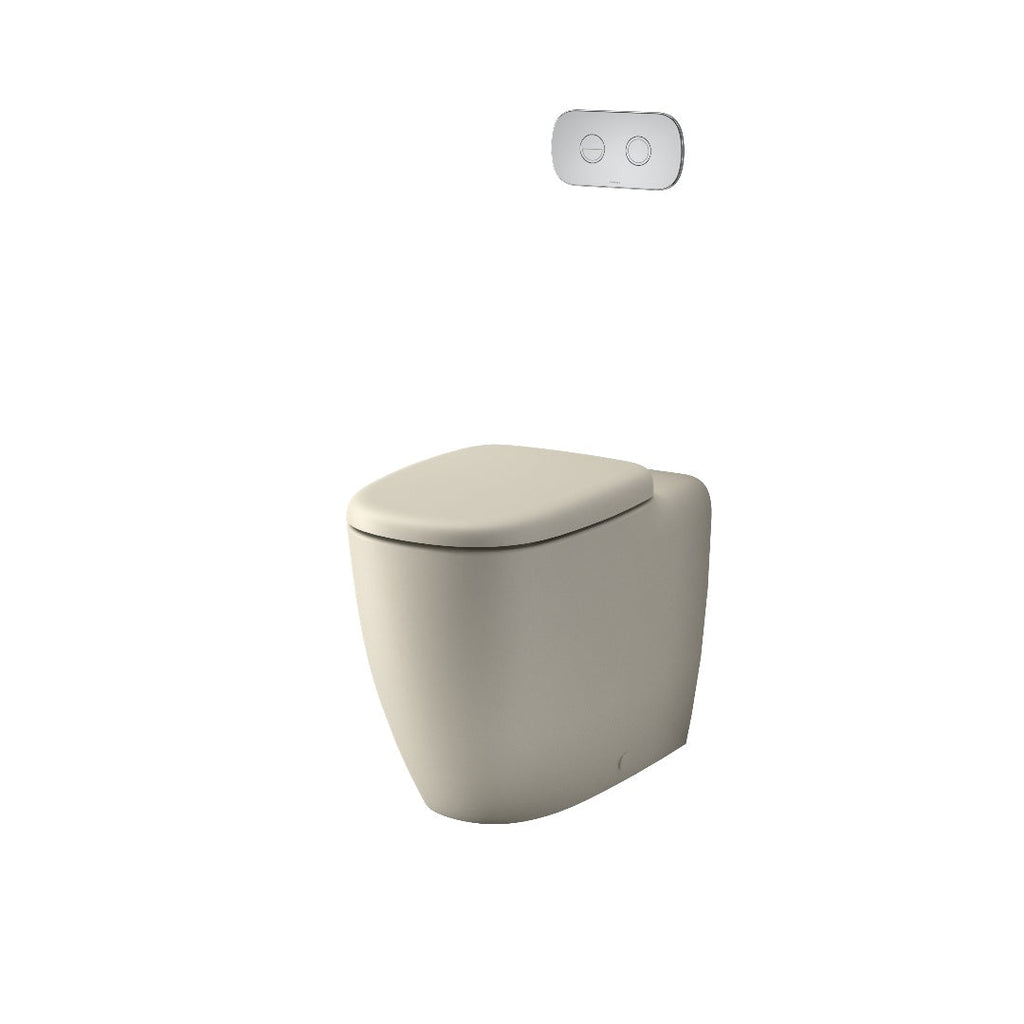 Caroma Contura II Cleanflush® Invisi Series II® Wall Faced Suite - Clay - Brushed Brass Flush Plate - 848901CL + 848810BB