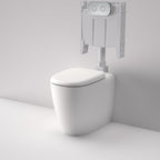 Caroma Contura II Cleanflush® Invisi Series II® Wall Faced Suite - Matte White - Brushed Brass Flush Plate - 848901MW + 848810BB