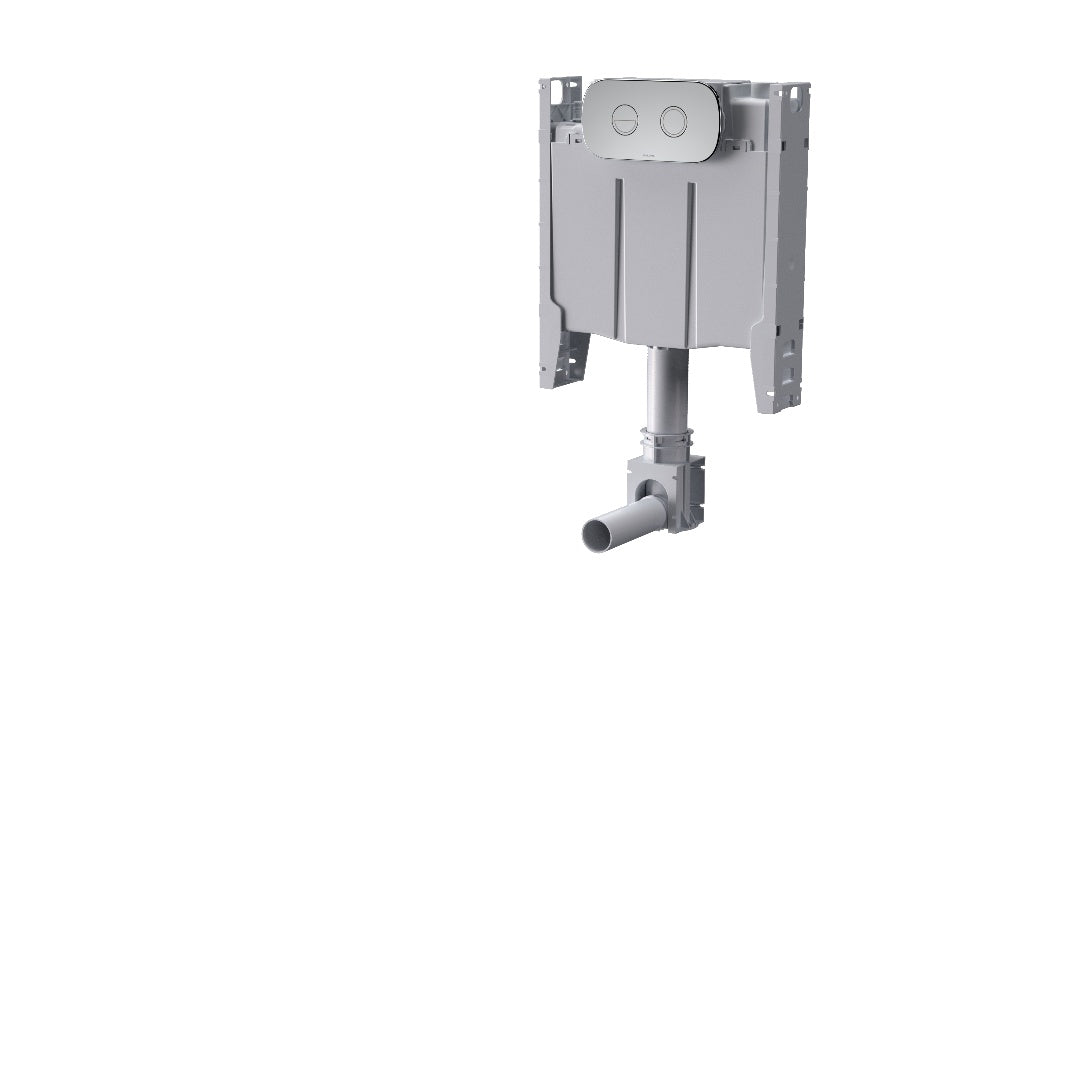 Caroma Contura II Cleanflush® Invisi Series II® Wall Faced Suite - Matte White - Brushed Brass Flush Plate - 848901MW + 848810BB