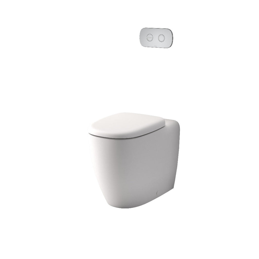 Caroma Contura II Cleanflush® Invisi Series II® Wall Faced Suite - Matte White - Brushed Brass Flush Plate - 848901MW + 848810BB