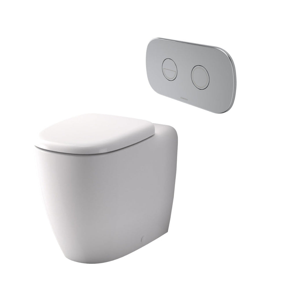 Caroma Contura II Cleanflush® Invisi Series II® Wall Faced Suite - Chrome Flush Plate - 848901W + 848810C