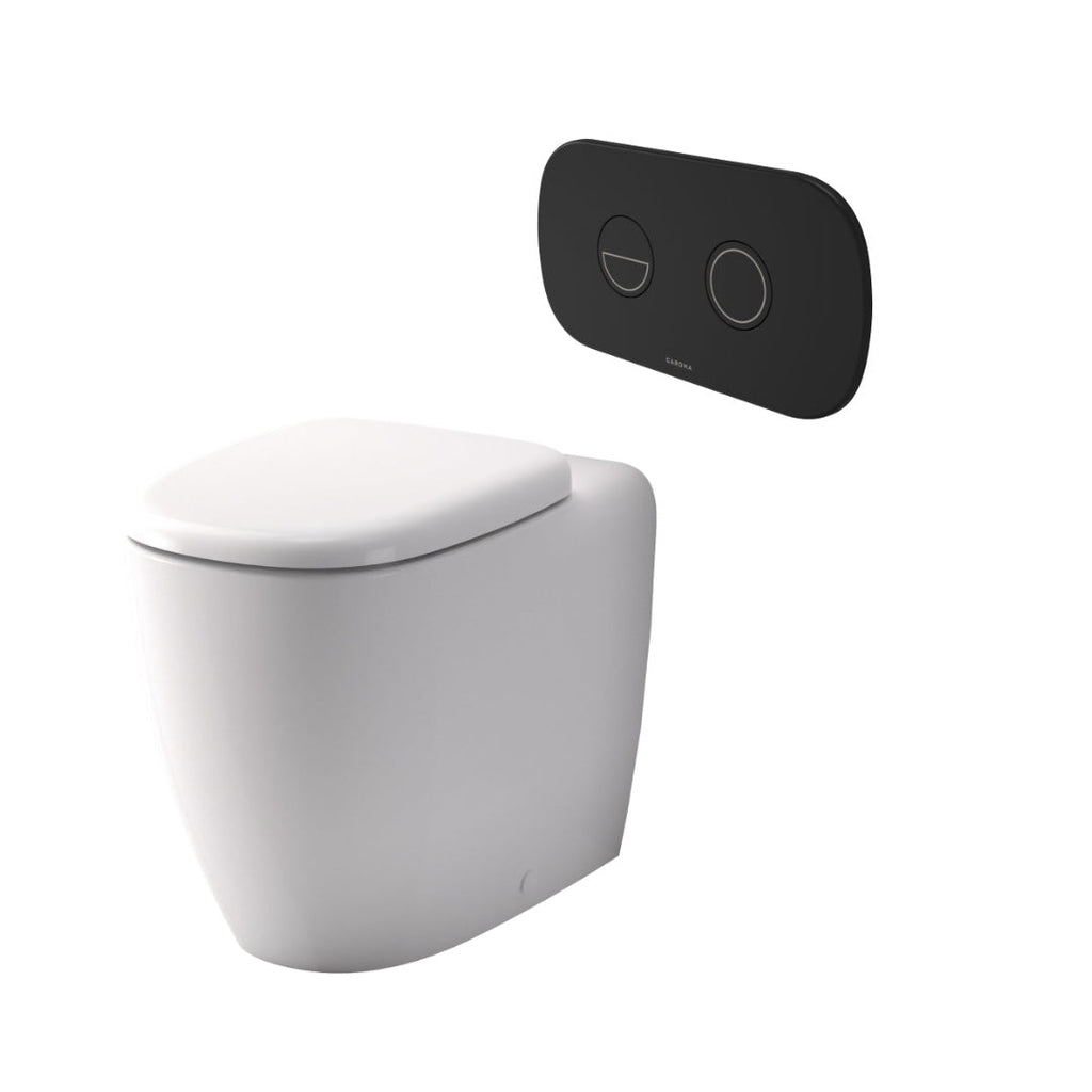 Caroma Contura II Cleanflush® Invisi Series II® Wall Faced Suite - Black Flush Plate - 848901W + 848810B