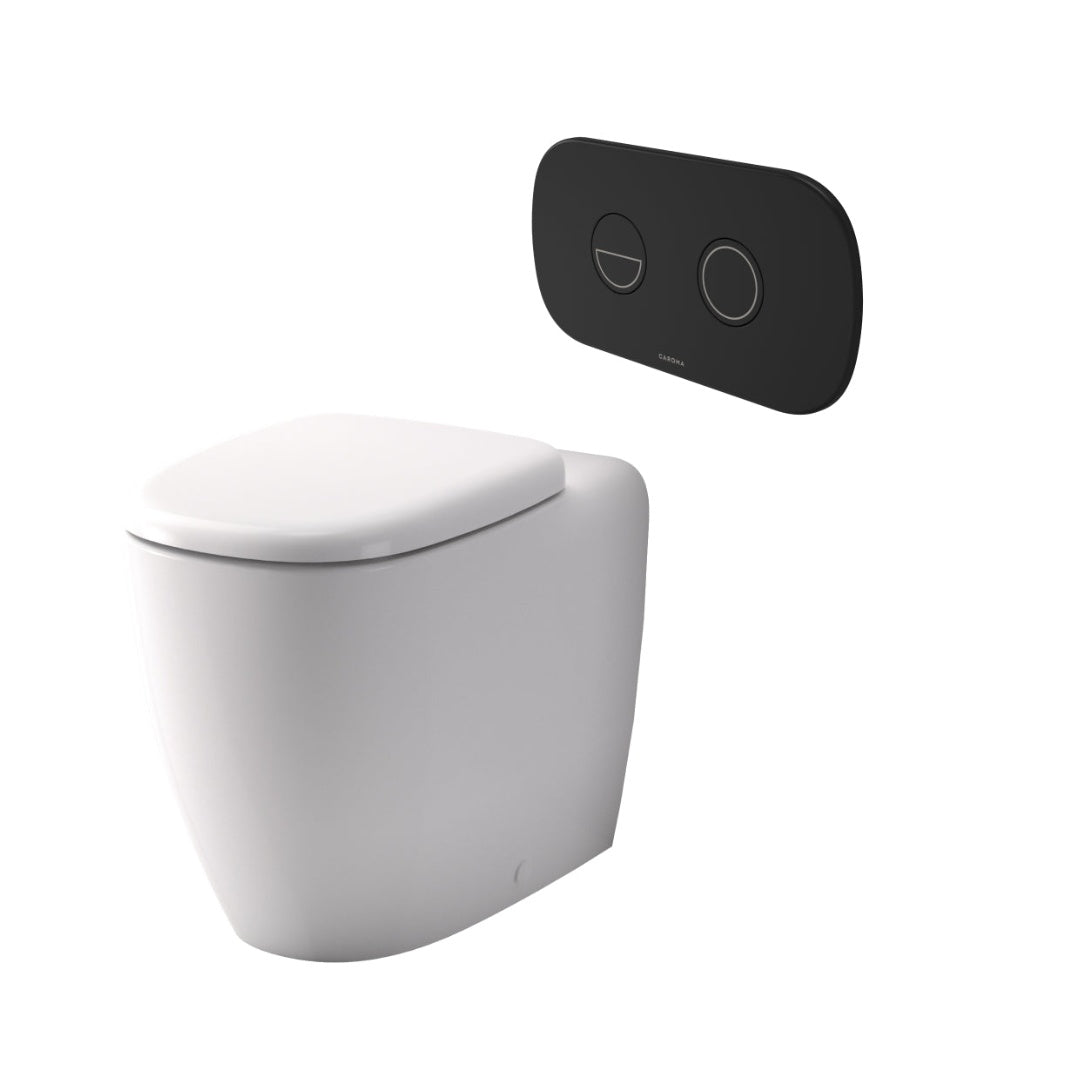Caroma Contura II Cleanflush® Invisi Series II® Wall Faced Suite - Black Flush Plate - 848901W + 848810B
