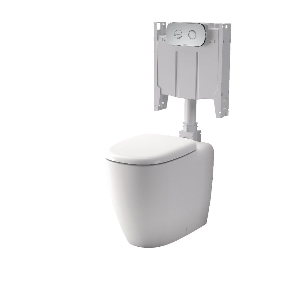 Caroma Contura II Cleanflush® Invisi Series II® Wall Faced Suite - Brushed Brass Flush Plate - 848901W + 848810BB