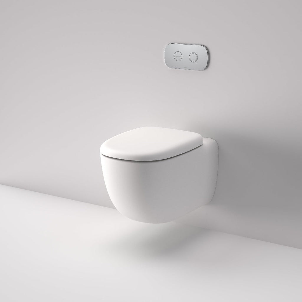 Caroma Contura II Cleanflush® Wall Hung Invisi Series II® Suite GermGard®Uc - Matte White - Brushed Brass Flush Plate - 849002MW + 848810BB