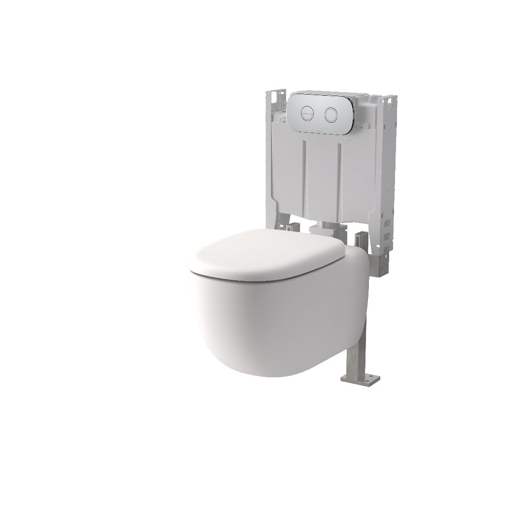 Caroma Contura II Cleanflush® Wall Hung Invisi Series II® Suite GermGard®Uc - Matte White - Chrome Flush Plate - 849002MW + 848810C