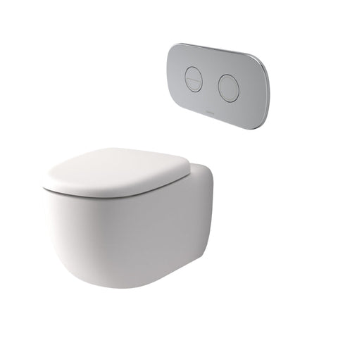 Caroma Contura II Cleanflush® Wall Hung Invisi Series II® Suite GermGard®Uc - Matte White - Chrome Flush Plate