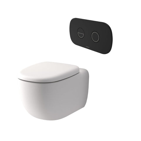Caroma Contura II Cleanflush® Wall Hung Invisi Series II® Suite GermGard®Uc - Matte White - Black Flush Plate