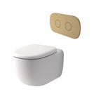 Caroma Contura II Cleanflush® Wall Hung Invisi Series II® Suite GermGard®Uc - Matte White - Brushed Brass Flush Plate - 849002MW + 848810BB