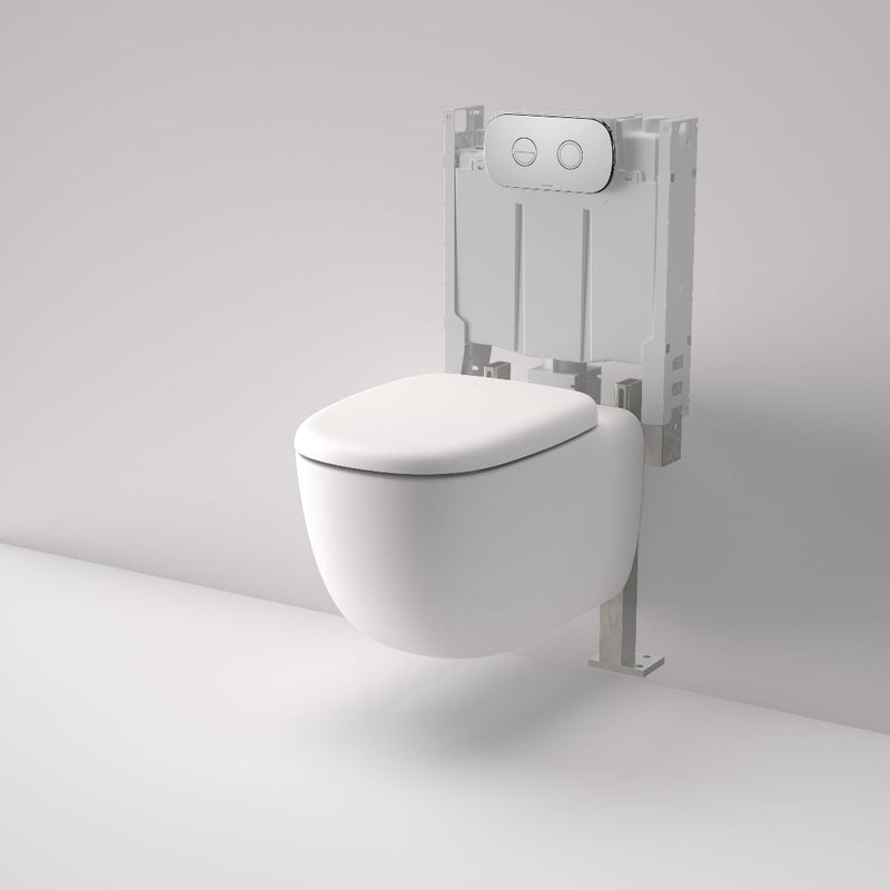 Caroma Contura II Cleanflush® Wall Hung Invisi Series II® Suite GermGard®Uc - Matte White - Black Flush Plate