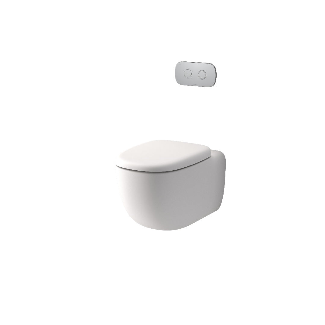 Caroma Contura II Cleanflush® Wall Hung Invisi Series II® Suite GermGard®Uc - Matte White - Brushed Bronze Flush Plate - 849002MW + 848810BBZ