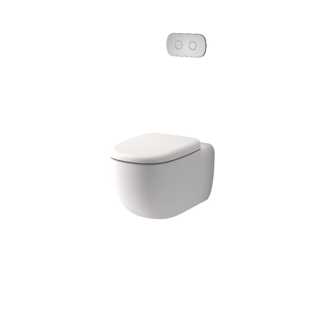 Caroma Contura II Cleanflush® Wall Hung Invisi Series II® Suite GermGard® - Matte White - Brushed Brass - 849001MW + 848810BB