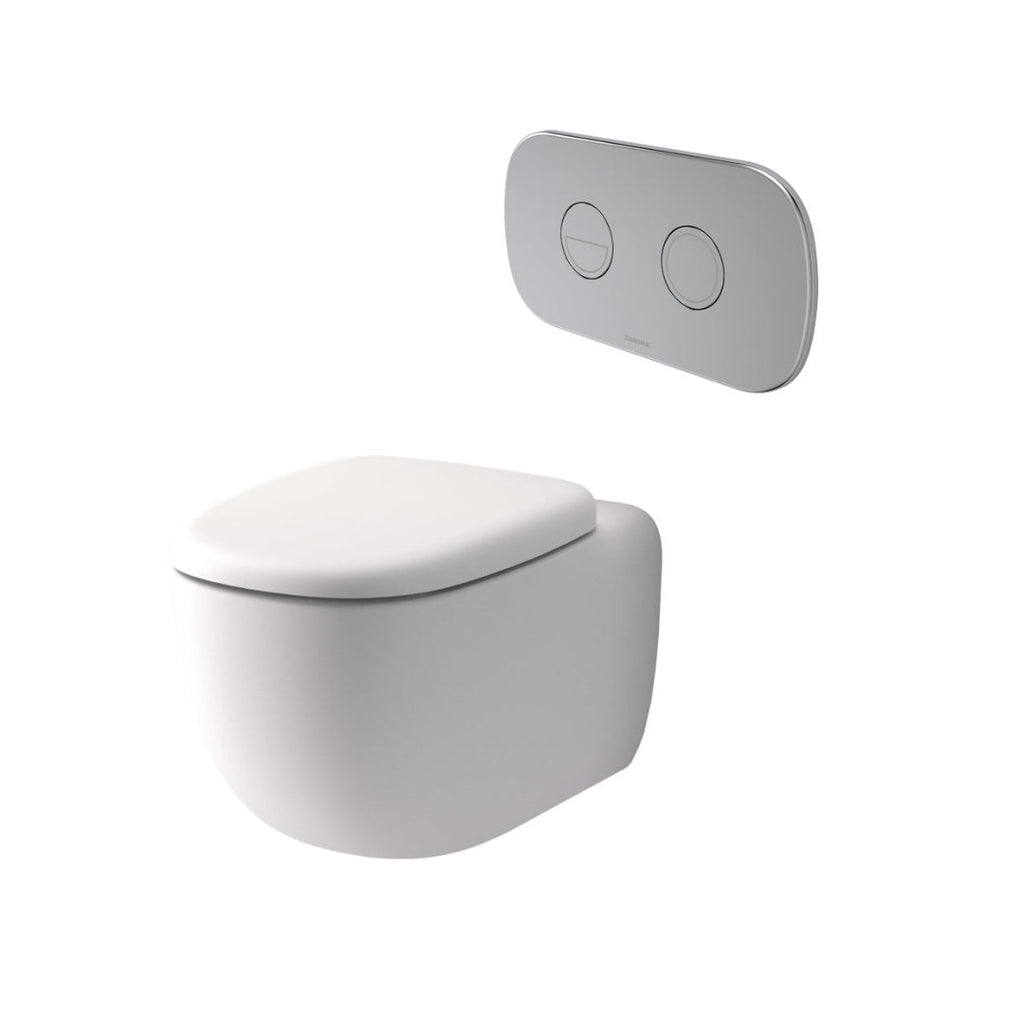 Caroma Contura II Cleanflush® Wall Hung Invisi Series II® Suite GermGard® - Matte White - Chrome Button - 849001MW + 848810C