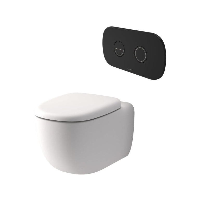 Caroma Contura II Cleanflush® Wall Hung Invisi Series II® Suite GermGard® - Matte White - Black Flush Plate