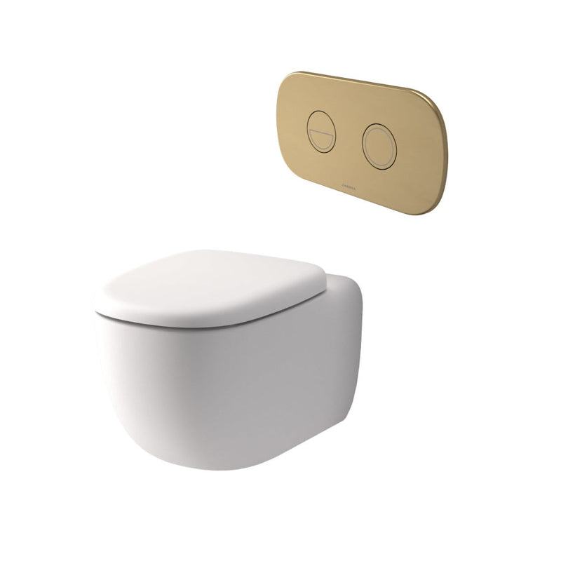 Caroma Contura II Cleanflush® Wall Hung Invisi Series II® Suite GermGard® - Matte White - Brushed Brass