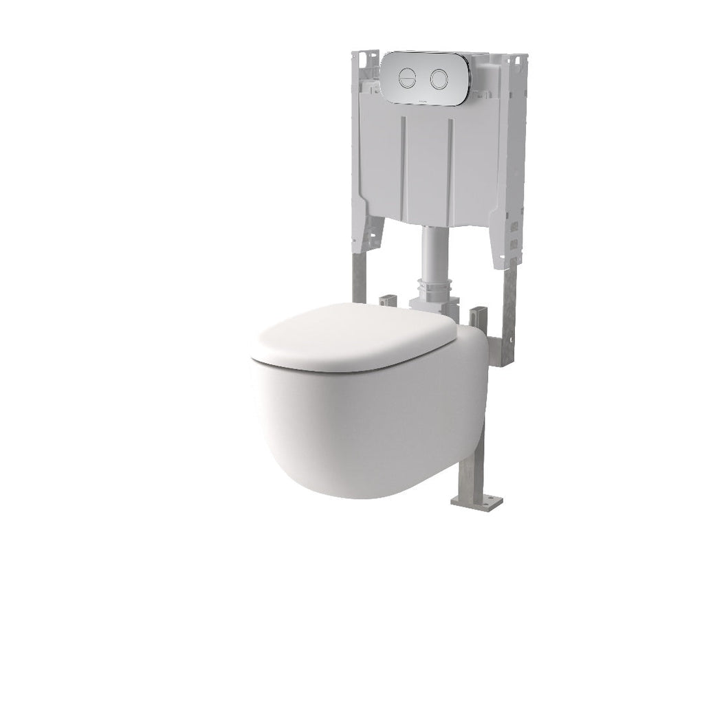 Caroma Contura II Cleanflush® Wall Hung Invisi Series II® Suite GermGard® - Matte White - Chrome Button - 849001MW + 848810C