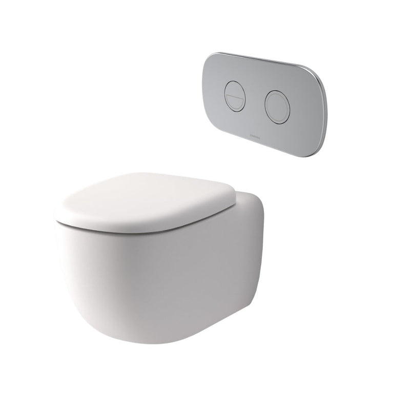 Caroma Contura II Cleanflush® Wall Hung Invisi Series II® Suite GermGard® Sbw - Matte White - Chrome Flush Plate