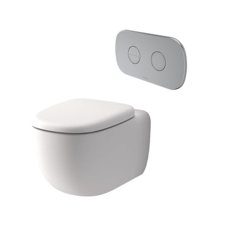 Caroma Contura II Cleanflush® Wall Hung Invisi Series II® Suite GermGard® Sbw - Matte White - Chrome Flush Plate