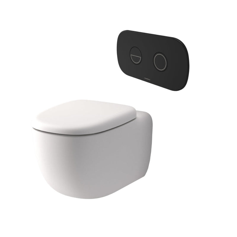 Caroma Contura II Cleanflush® Wall Hung Invisi Series II® Suite GermGard® Sbw - Matte White - Black Flush Plate