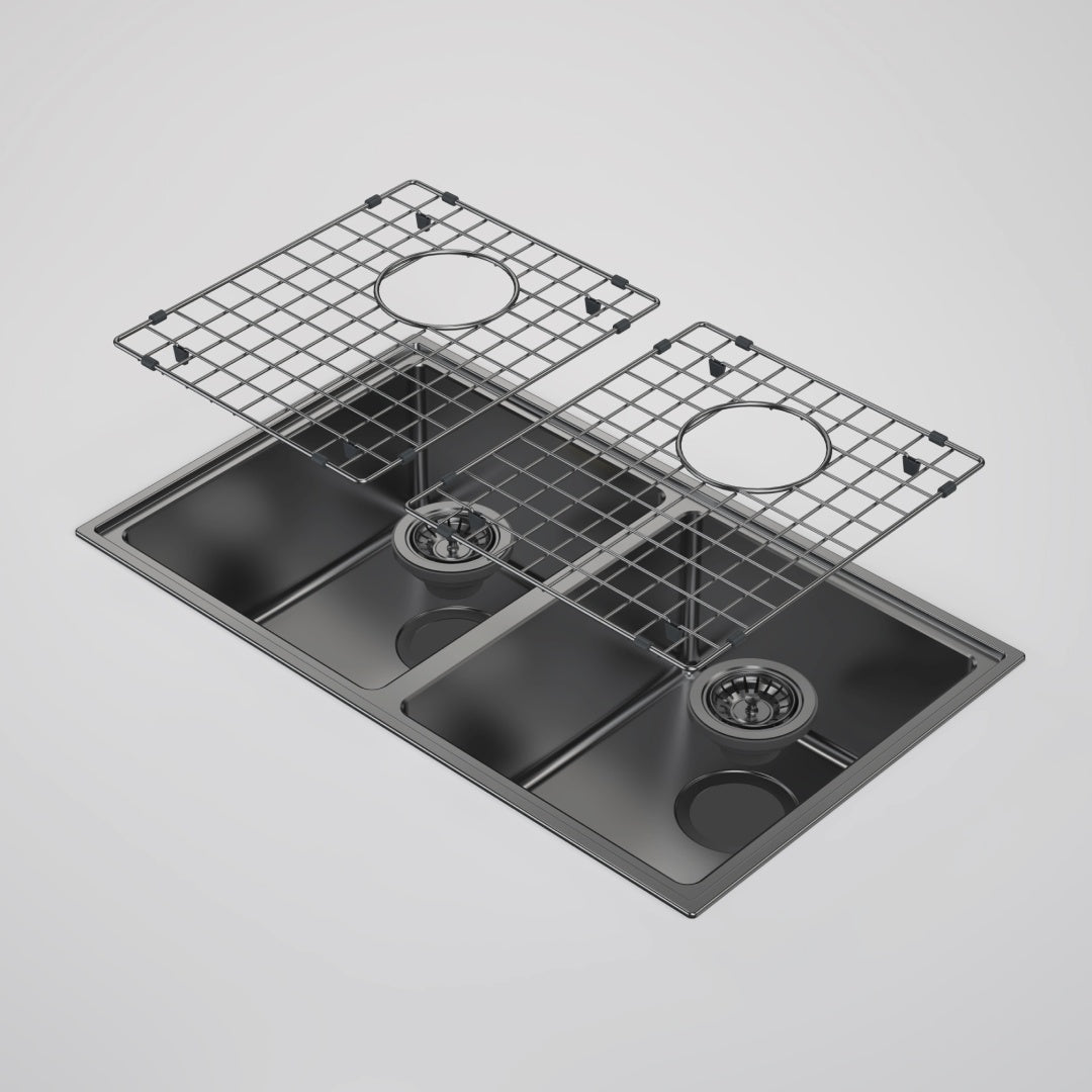 Caroma Urbane II 304 Stainless Steel Double Bowl Sink - Gun Metal - CO0200GM