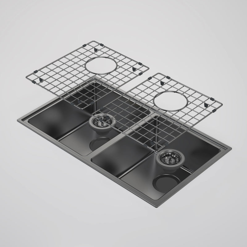 Caroma Urbane II 304 Stainless Steel Double Bowl Sink - Gun Metal