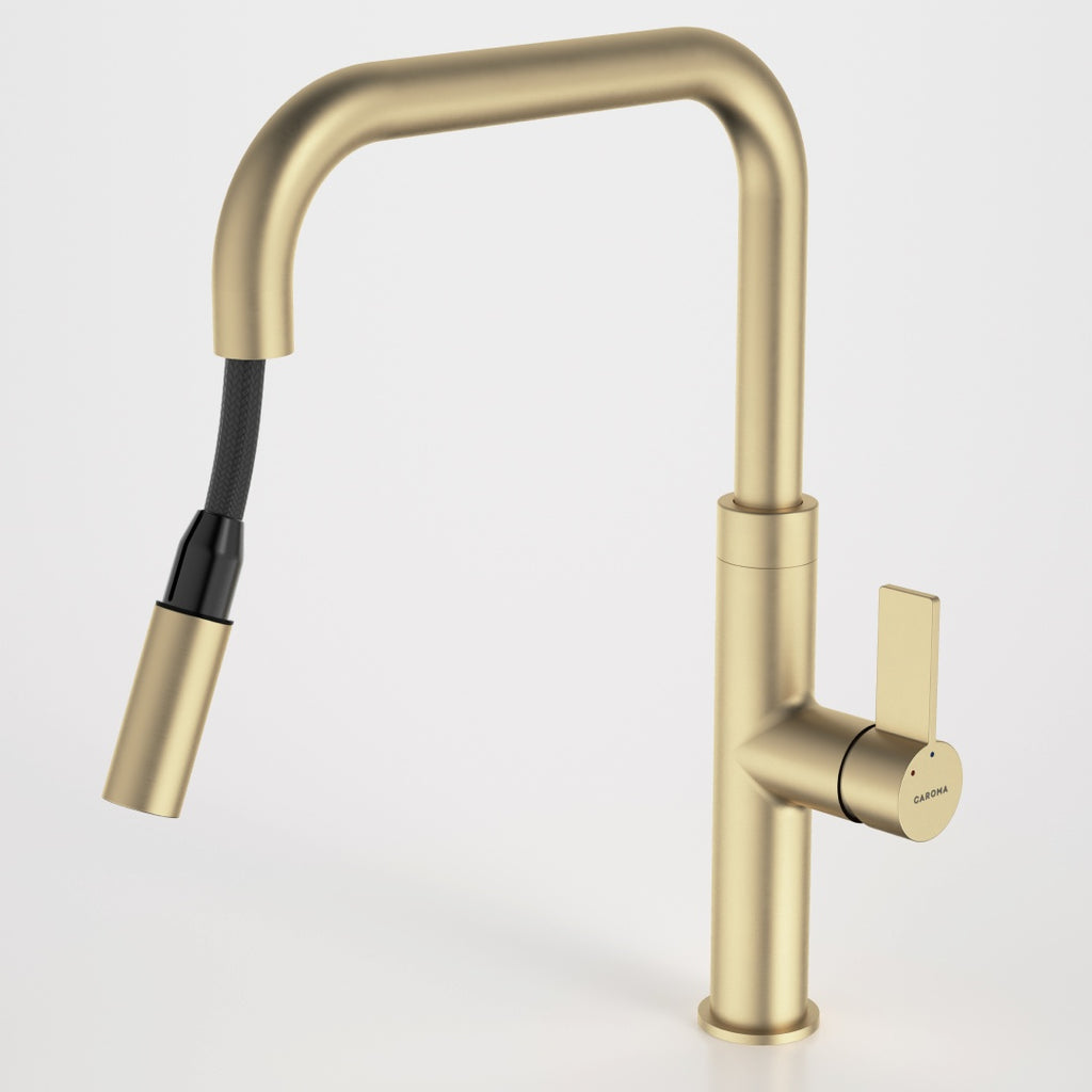 Caroma Urbane II 304 Stainless Steel Double Sink & Mixer Bundle - Brushed Brass - 99672BB56A-DBL