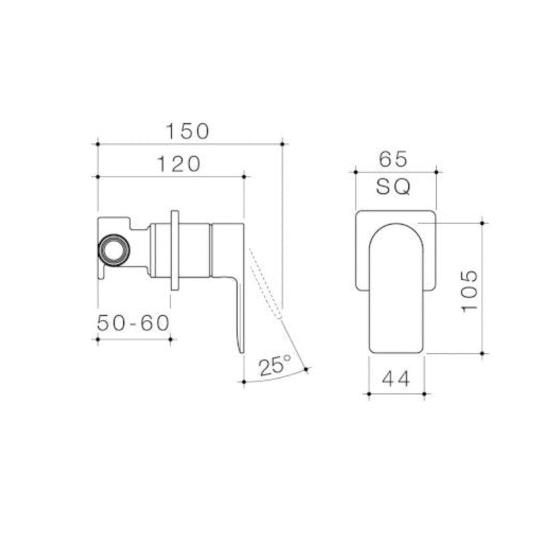 Caroma Urbane II Bath Shower Square Wall Mixer - Brushed Nickel