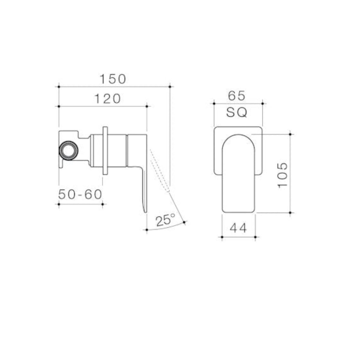 Caroma Urbane II Bath Shower Square Wall Mixer - Gunmetal - 99649GM