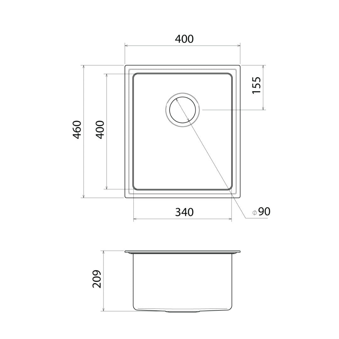 Caroma Urbane II Single Bowl Sink - Gun Metal - CO0100GM