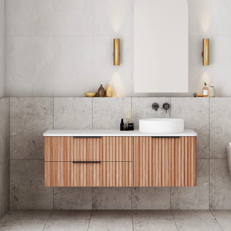 Buy Cassa Design Gravity 1200mm Right Hand Basin Natural Walnut Wall ...