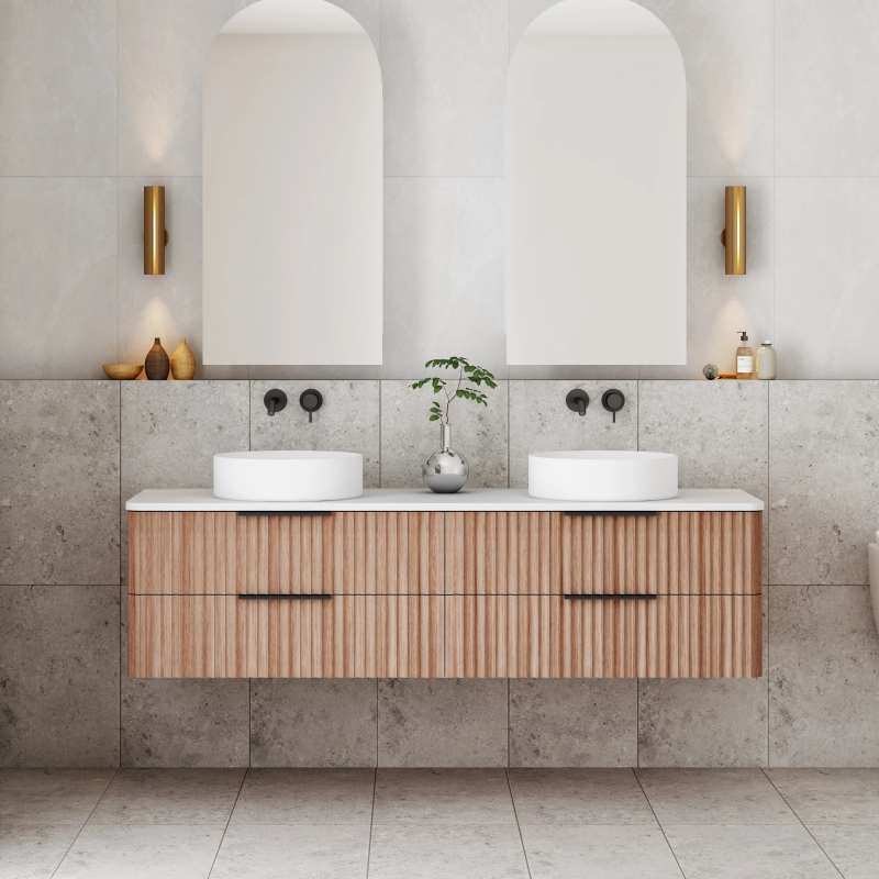 Cassa Design Gravity 1800mm Natural Walnut Wall Hung Vanity