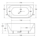 Cassa Design Auris 1700mm Round Back to Wall Bath Includes Overflow - Matte White
