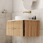 Cassa Design Gravity 900mm Natural Oak Wall Hung Vanity - Brushed Gold Handle - GRA900WH-OAK-BG