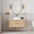 Cassa Design Gravity 900mm Natural Oak Wall Hung Vanity - Brushed Gold Handle - GRA900WH-OAK-BG