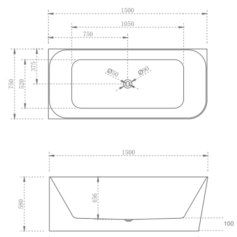 Cassa Design Ashton 1500mm Left Hand Corner Back To Wall Bath No Overflow - Matte White