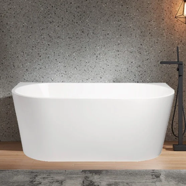 Cassa Design Auris Round Back to Wall Bath - Gloss White BT-AU1400