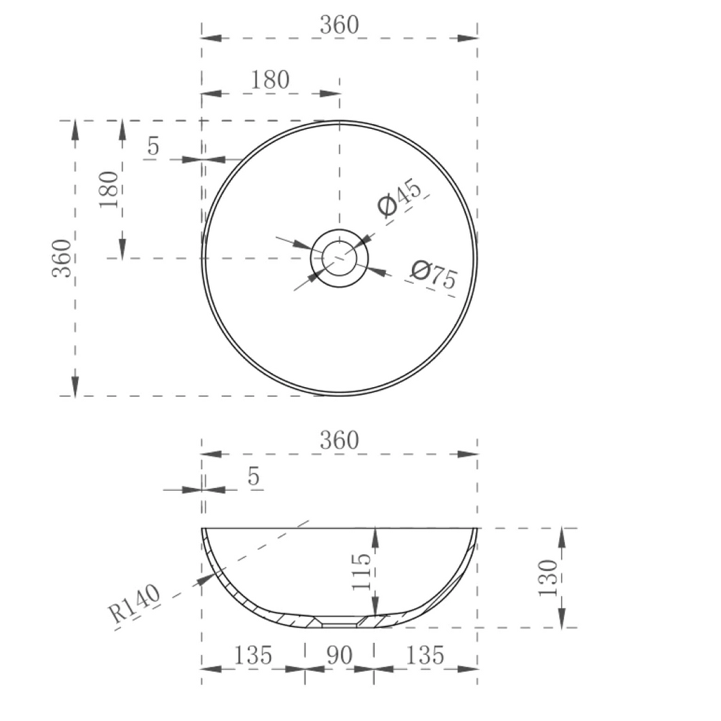 Cassa Design Auris Slim Above Counter Basin - Matte White - AU363613