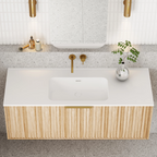 Cassa Design Capture 1200mm Natural Oak Wall Hung Vanity - Matte Black Handle - CAP1200WH-OAK-MB