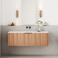 Cassa Design Capture 1200mm Natural Walnut Wall Hung Vanity - Brushed Gold Handle - CAP1200WH-WALNUT-BG
