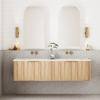 Cassa Design Capture 1500mm Natural Oak Wall Hung Vanity - Matte Black Handle - CAP1500WH-OAK-MB