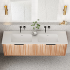 Cassa Design Capture 1500mm Natural Walnut Wall Hung Vanity - Matte Black Handle - CAP1500WH-WALNUT-MB